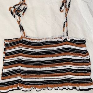 Stripped Crop Top with Adjustable Tie Straps